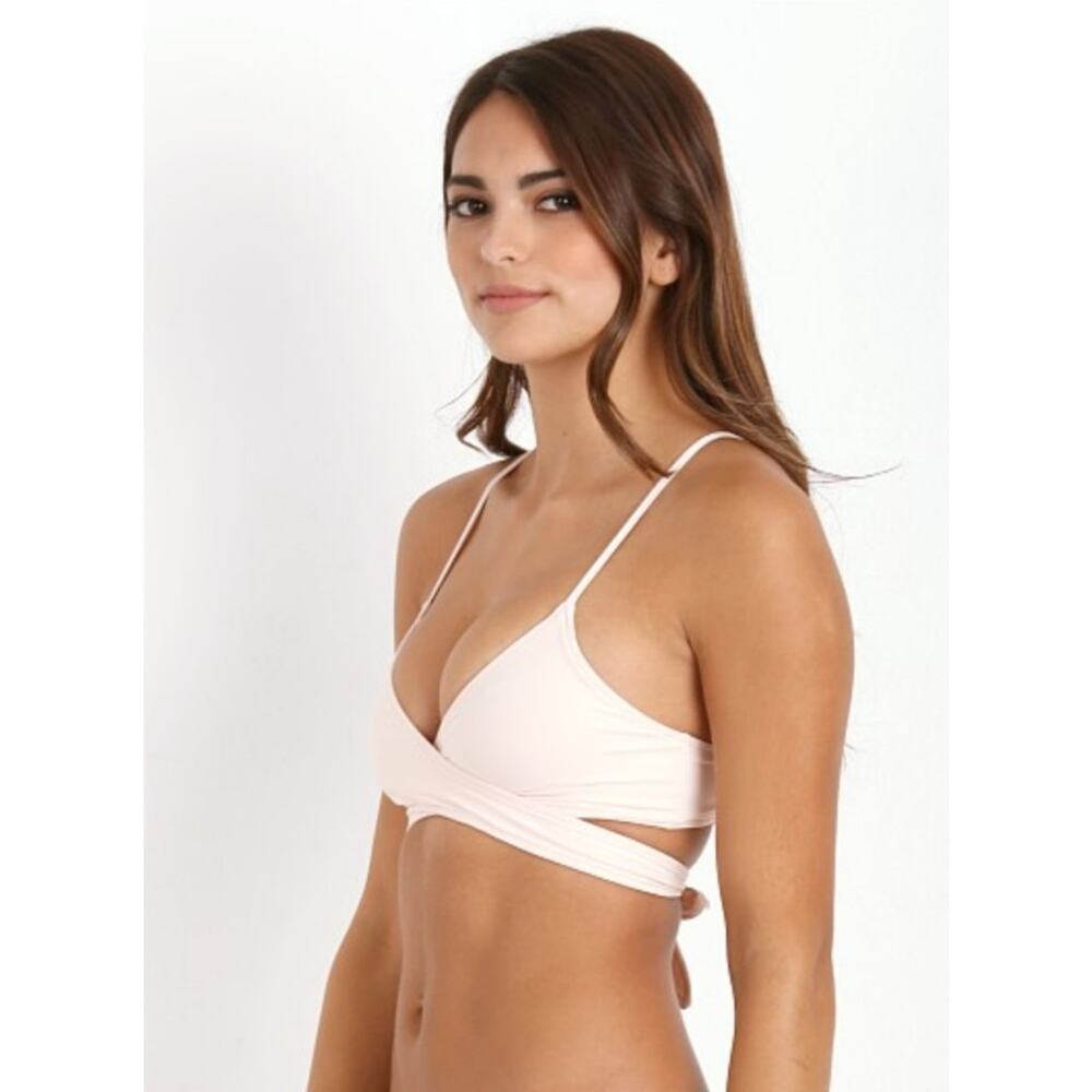 L*Space Chloe Wrap Bikini Top in Cream Ribbed Size Small NWT Adjustable
